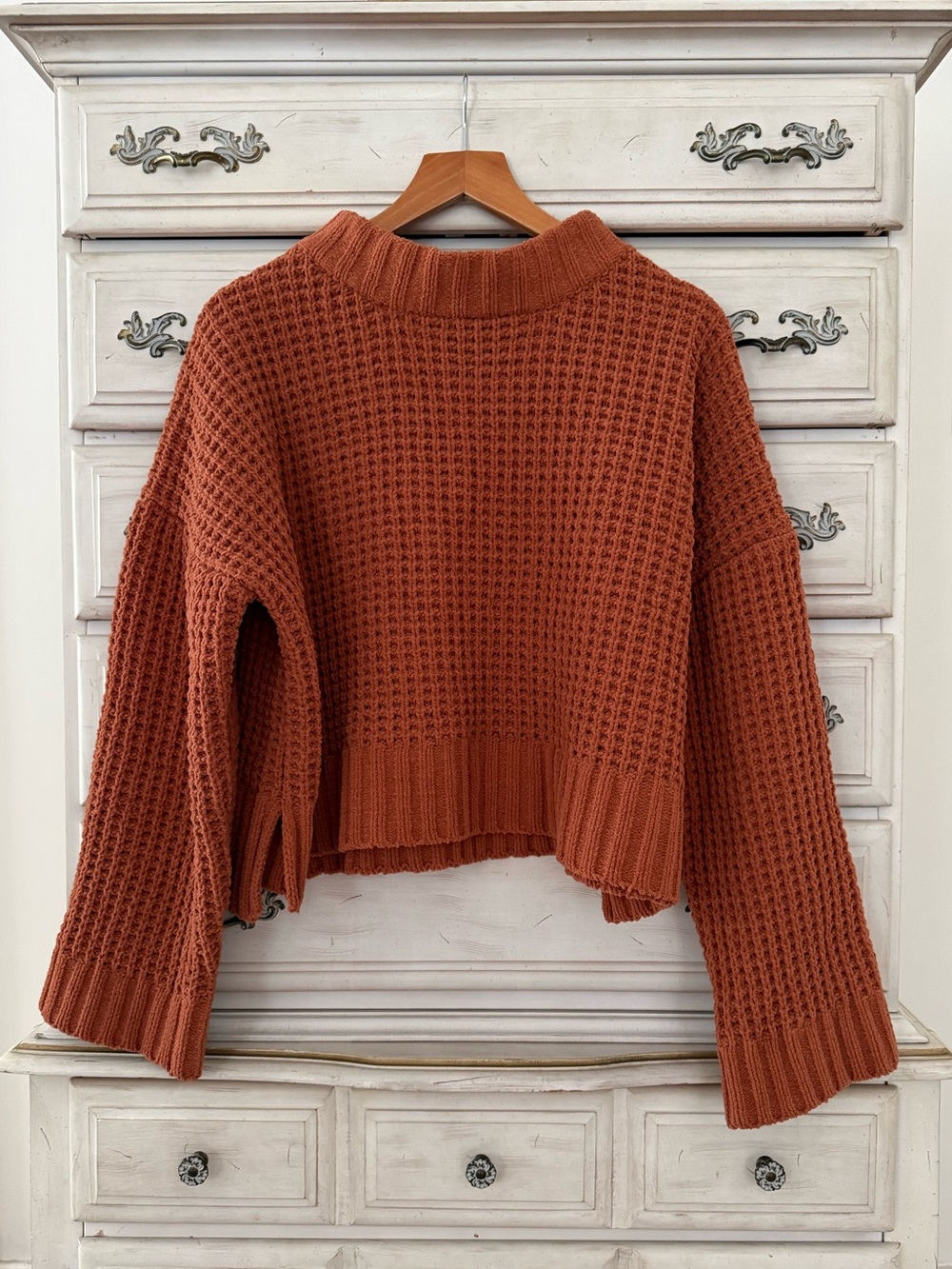Vici Rust Waffle Chenille Sweater
